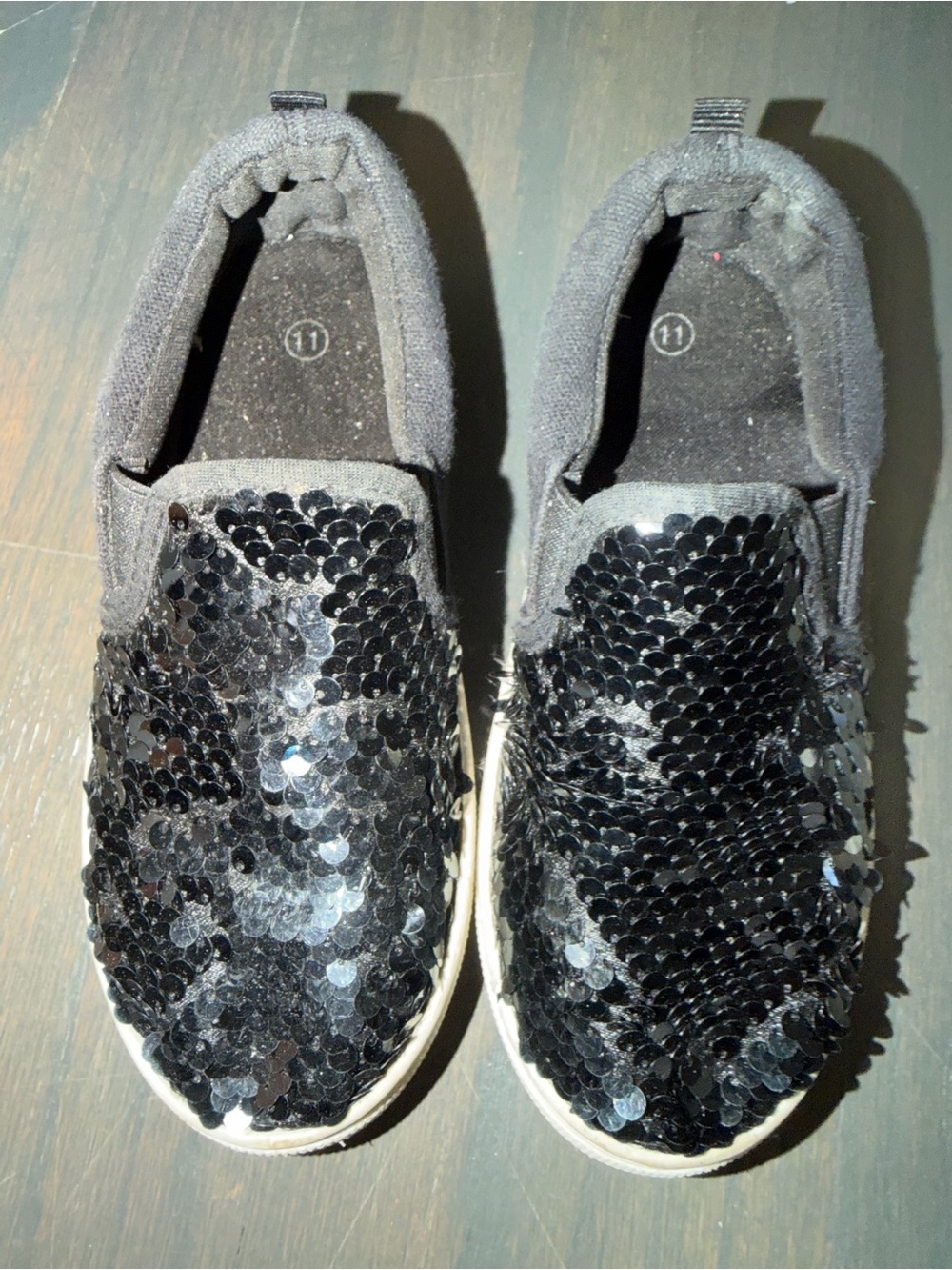 Black Sequin Slip-On Sneakers 11